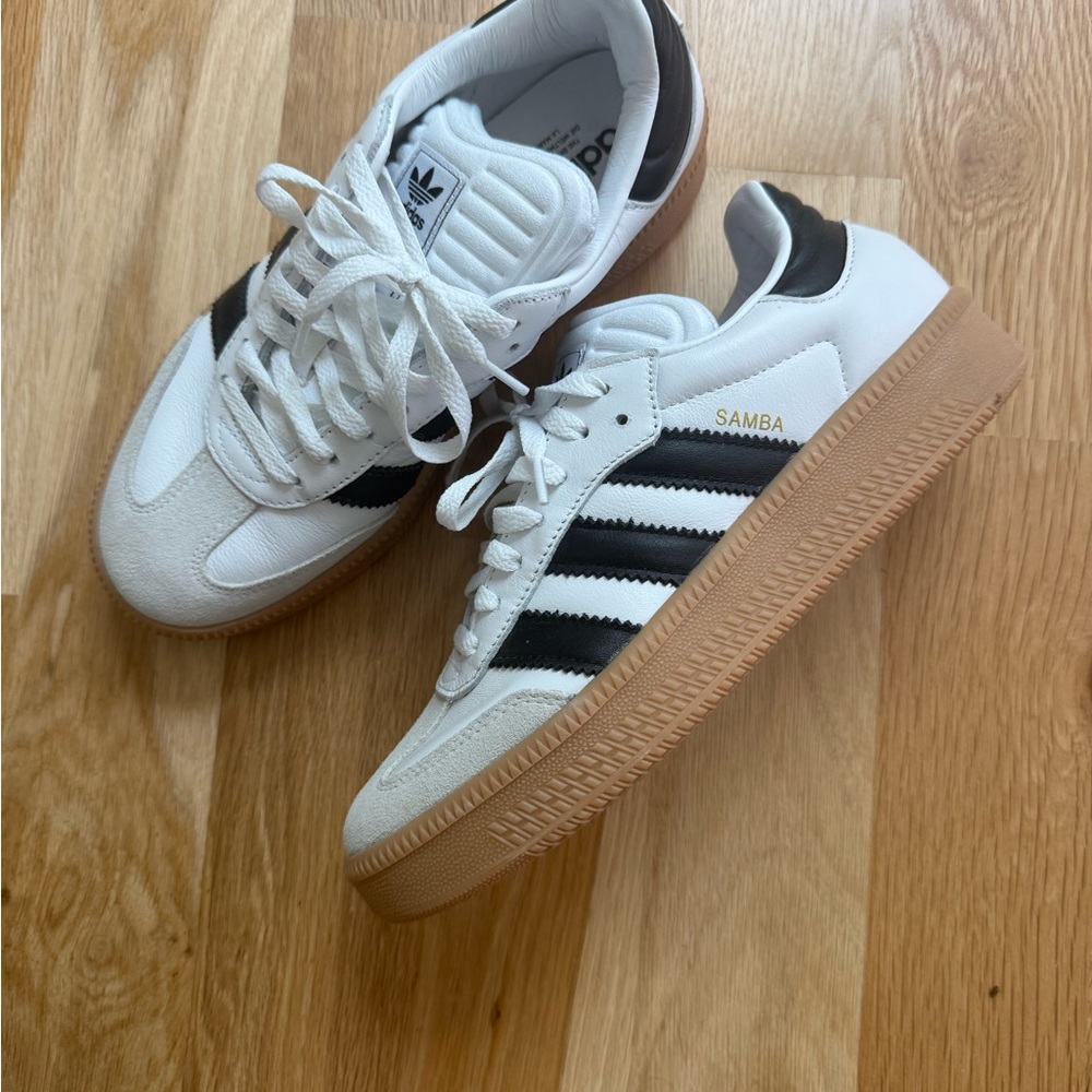 Adidas Samba White and Black Trainers